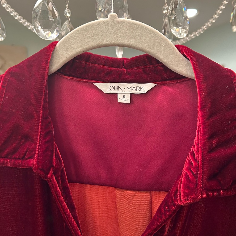 Beautiful Cranberry/ maroon Velvet blouse with reinforced collar and cuffs. NWT